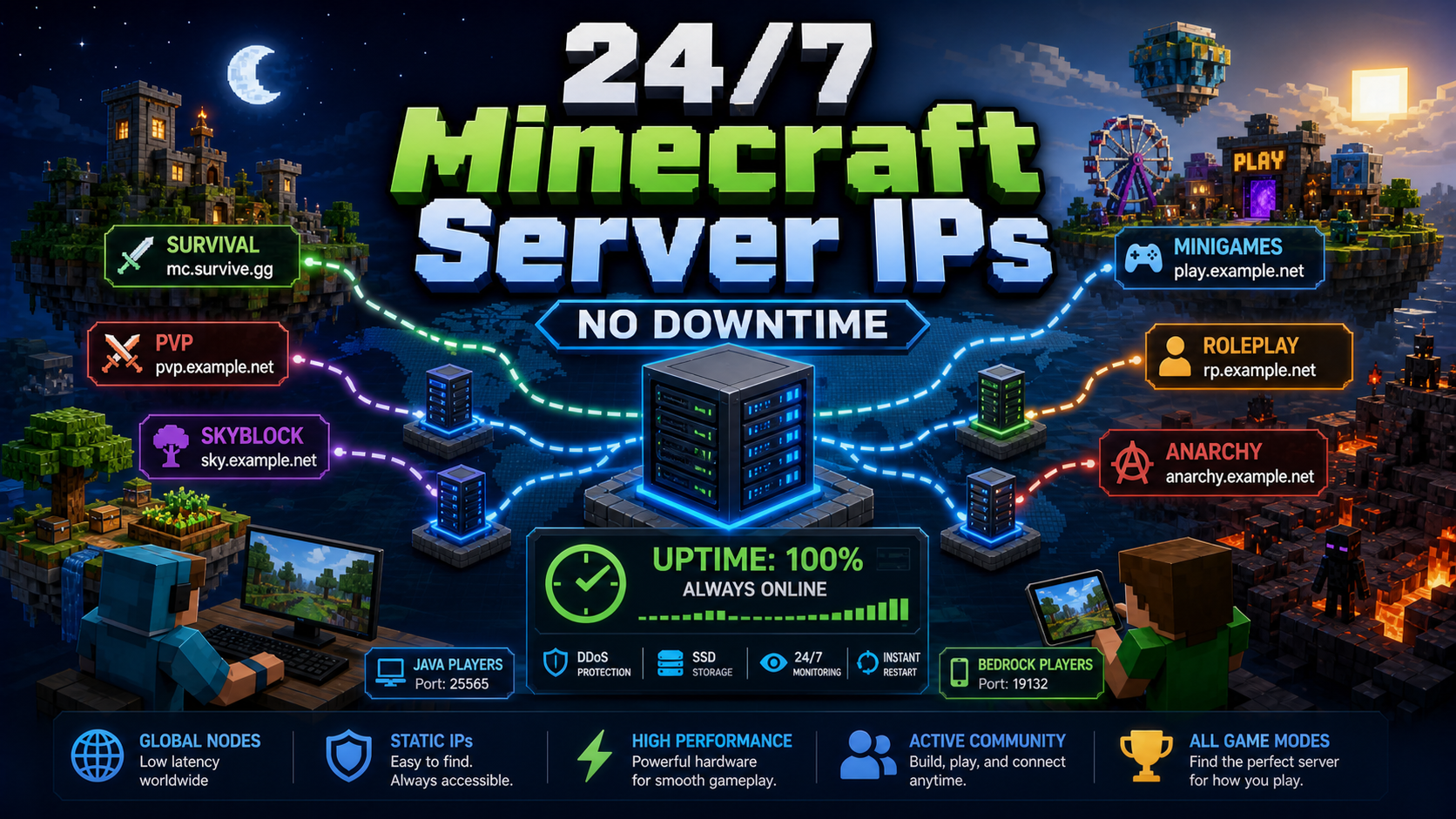 Best 24/7 Online Minecraft Server IPs — No Downtime