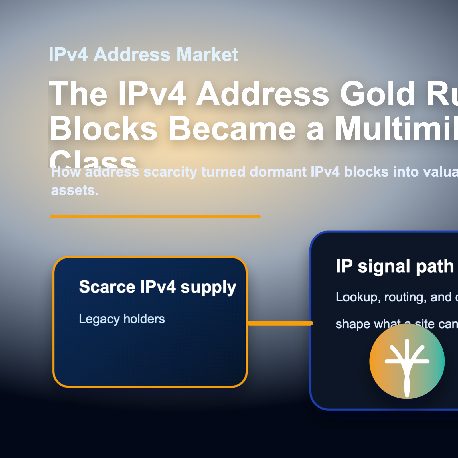 The IPv4 Address Gold Rush: How IP Blocks Became a Multimillion-Dollar Asset Class cover infographic