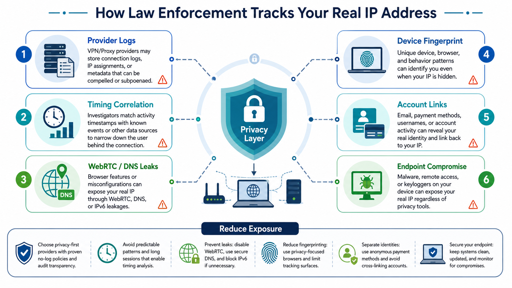 How Law Enforcement Tracks Your Real IP Address supporting diagram