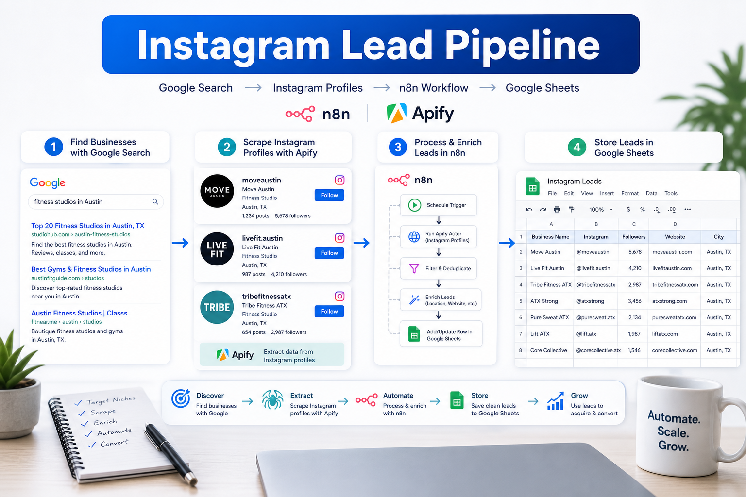 Instagram Lead Scraping with n8n and Apify: Automated B2B Lead Generation Pipeline featured image