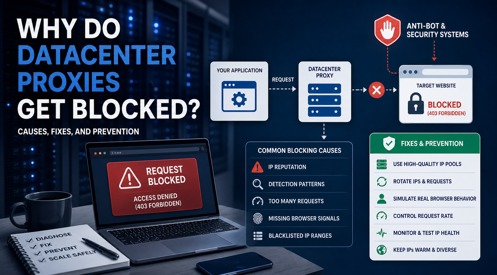 Why Do Datacenter Proxies Get Blocked? Causes, Fixes, and Prevention featured image