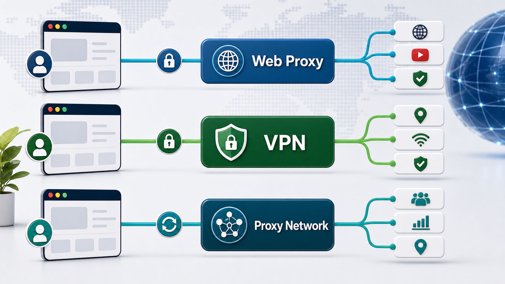 BlockAway alternatives comparing web proxy VPN and proxy network choices