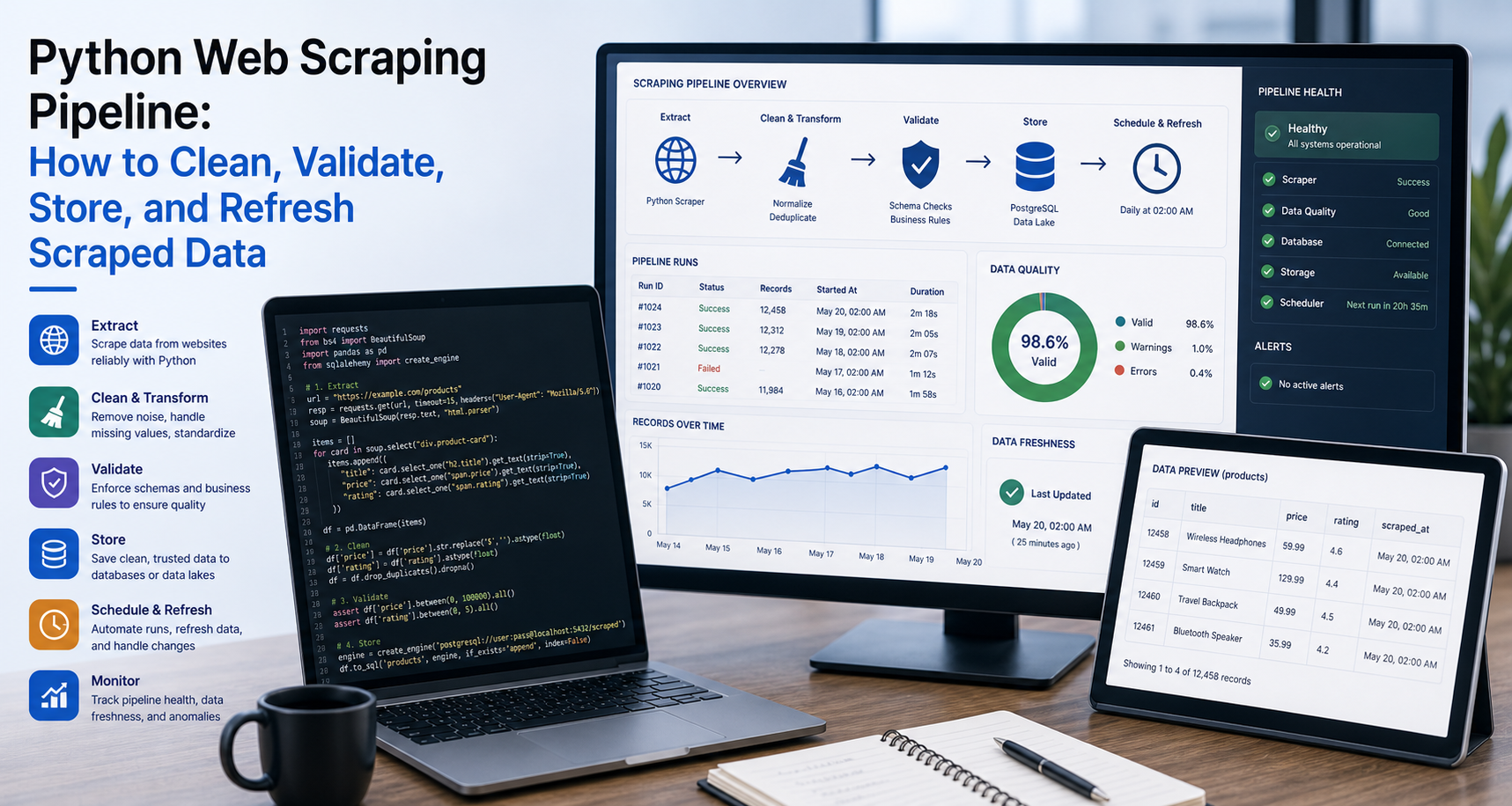 Python Web Scraping Pipeline: How to Clean, Validate, Store, and Refresh Scraped Data