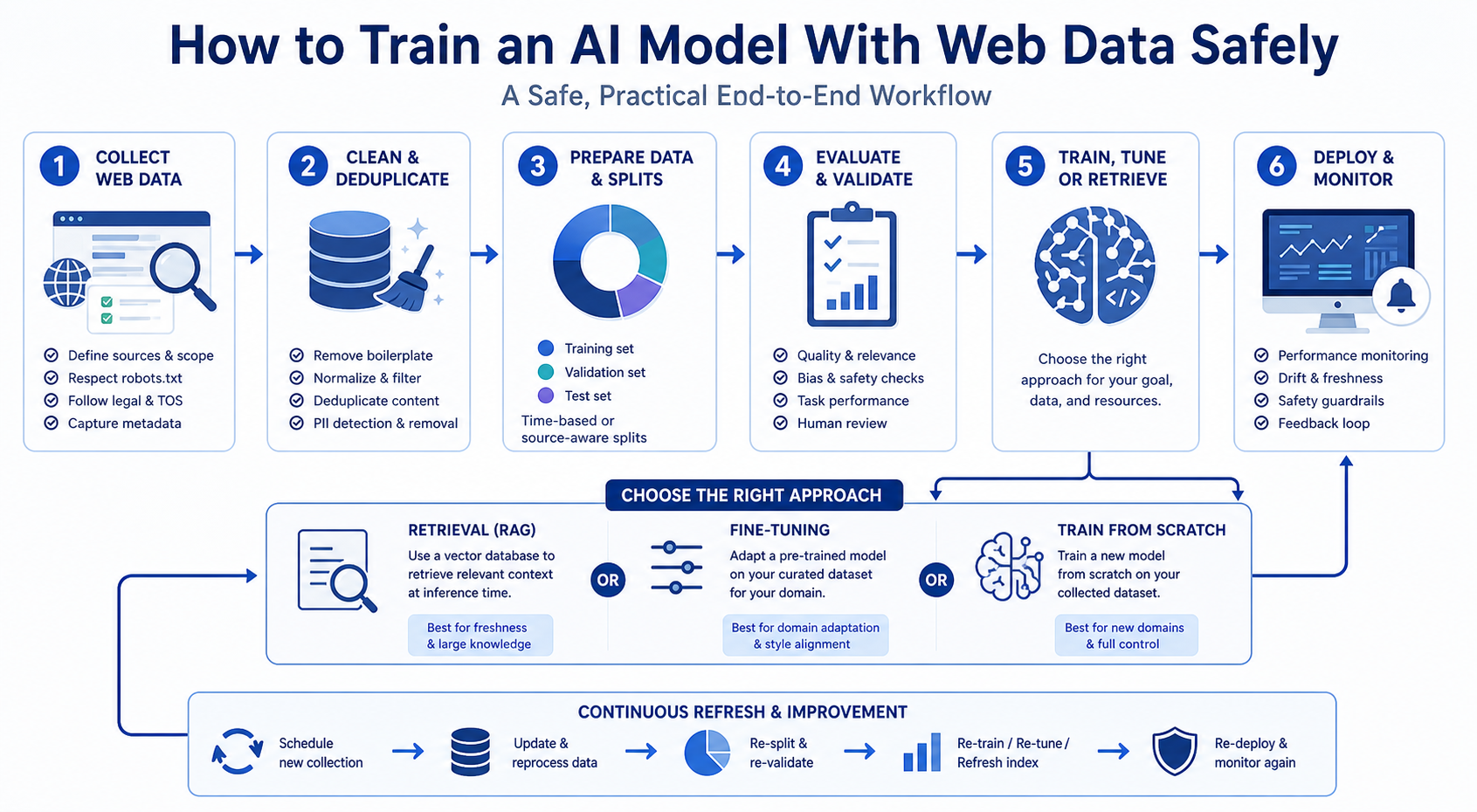 How to Train an AI Model With Web Data Safely workflow diagram