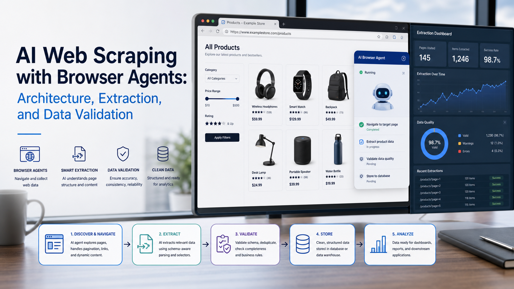 AI Web Scraping with Browser Agents: Architecture, Extraction, and Data Validation