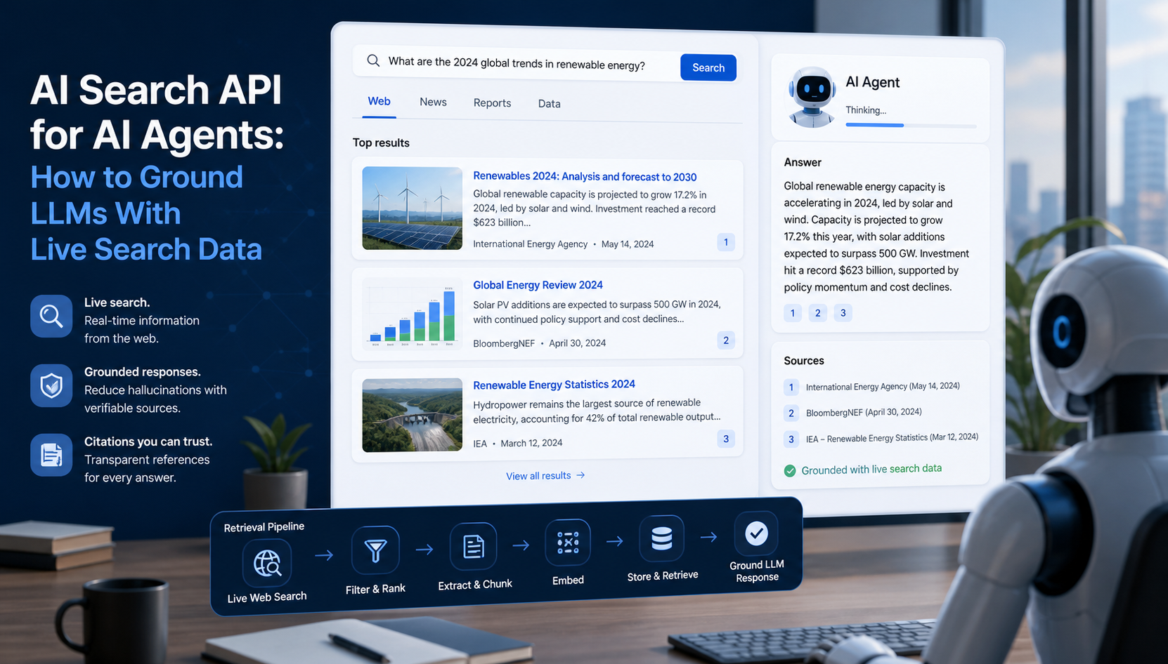 AI Search API for AI Agents: How to Ground LLMs With Live Search Data